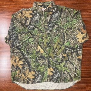 VTG Mossy Oak Camo Button Down Long Sleeve Shirt Flannel USA Mens 3XL Pockets